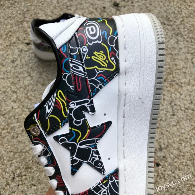 BAPE STA SK8 Low-Top Shoes in Black with Bear Print