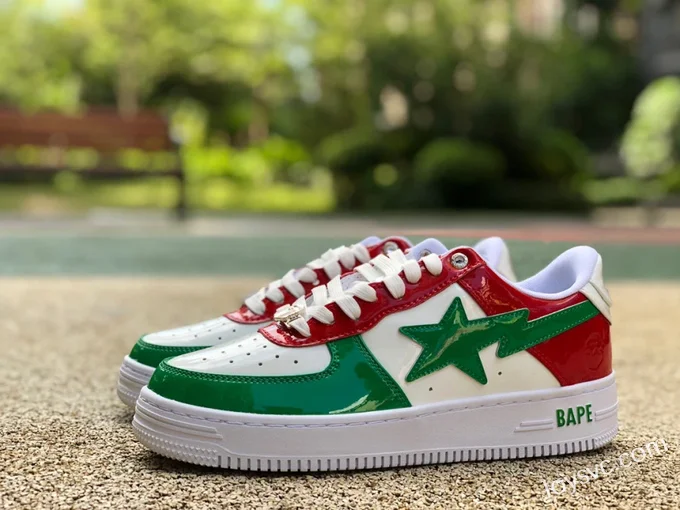 BAPE STA SK8 Low-Top Shoes in Green White and Red