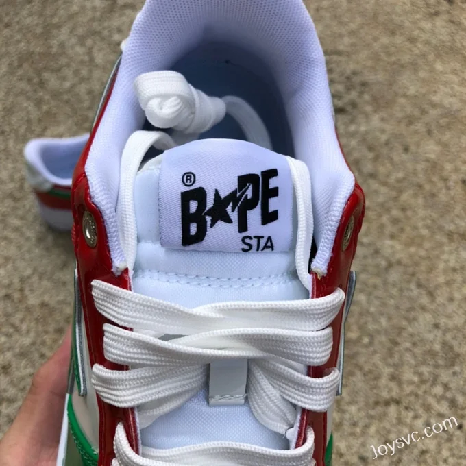 BAPE STA SK8 Low-Top Shoes in Green White and Red