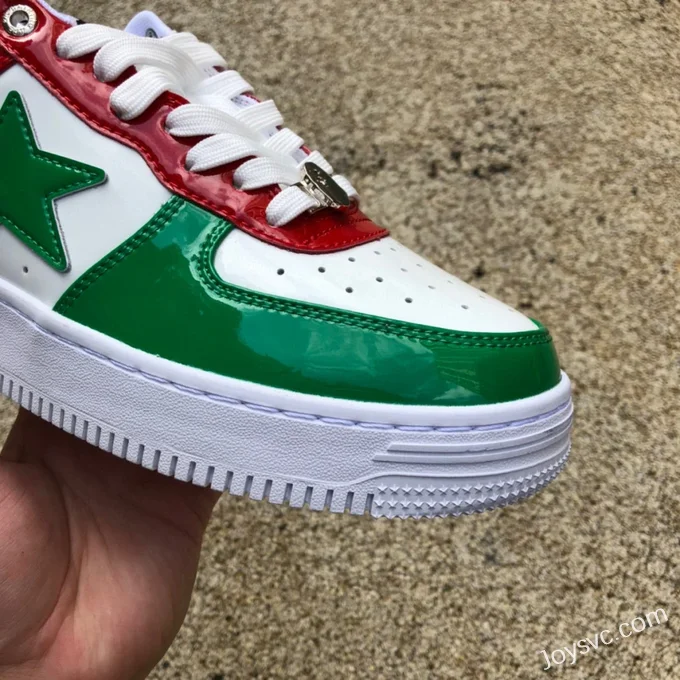 BAPE STA SK8 Low-Top Shoes in Green White and Red