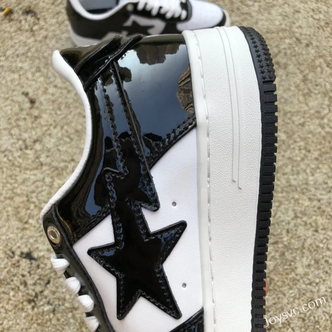 BAPE STA SK8 Low-Top Shoes in Black and White with Patent Leather