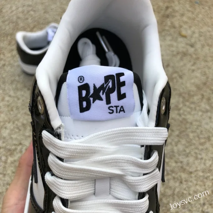 BAPE STA SK8 Low-Top Shoes in Black and White with Patent Leather