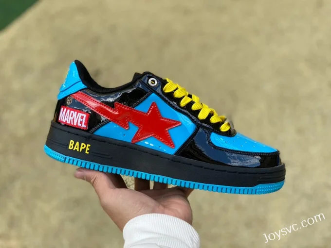 Marvel x BAPE STA SK8 Low-Top Shoes in Black Blue and Red