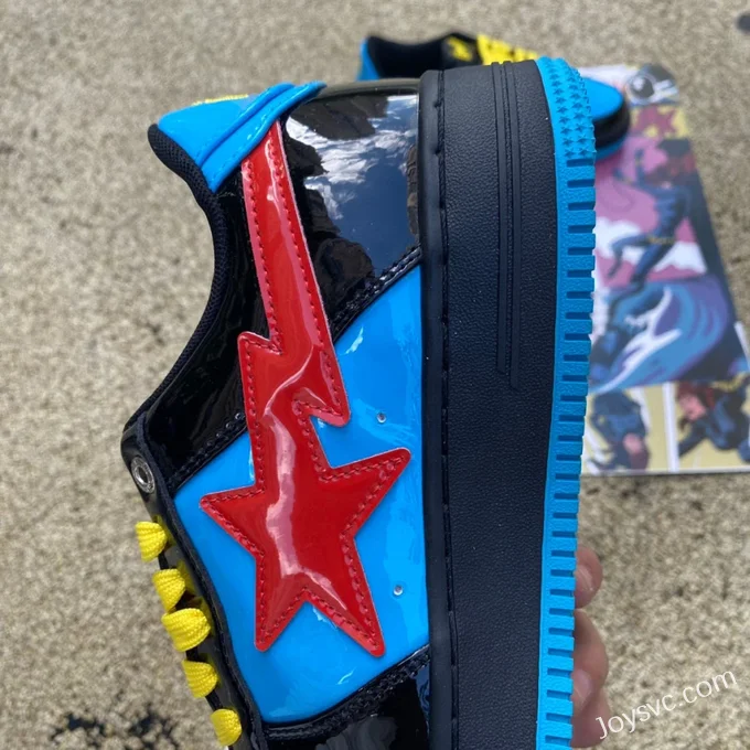 Marvel x BAPE STA SK8 Low-Top Shoes in Black Blue and Red