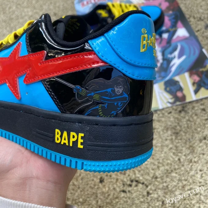 Marvel x BAPE STA SK8 Low-Top Shoes in Black Blue and Red