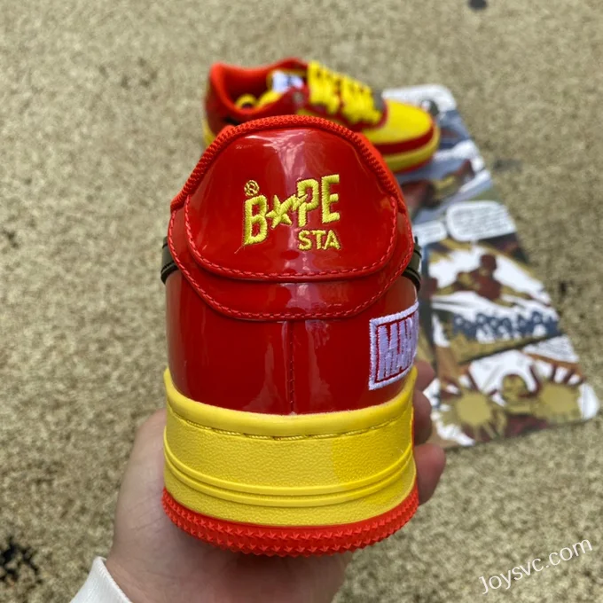 Marvel x BAPE STA SK8 Low-Top Shoes in Red Yellow and Black