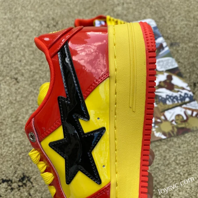 Marvel x BAPE STA SK8 Low-Top Shoes in Red Yellow and Black