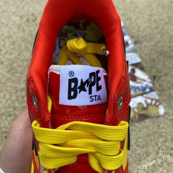 Marvel x BAPE STA SK8 Low-Top Shoes in Red Yellow and Black