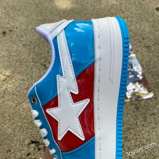 Marvel x BAPE STA SK8 Low-Top Shoes in White Blue and Red