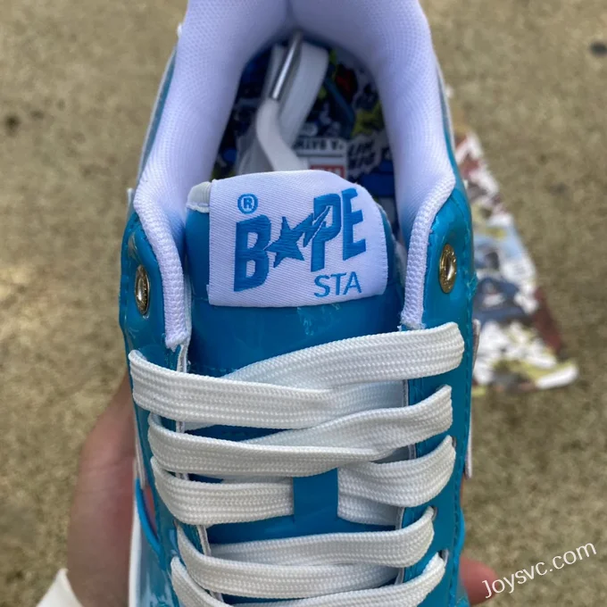 Marvel x BAPE STA SK8 Low-Top Shoes in White Blue and Red