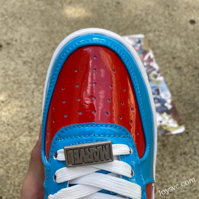 Marvel x BAPE STA SK8 Low-Top Shoes in White Blue and Red