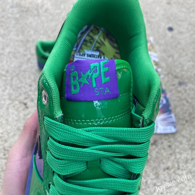 Marvel x BAPE STA SK8 Low-Top Shoes in Green Purple and Black