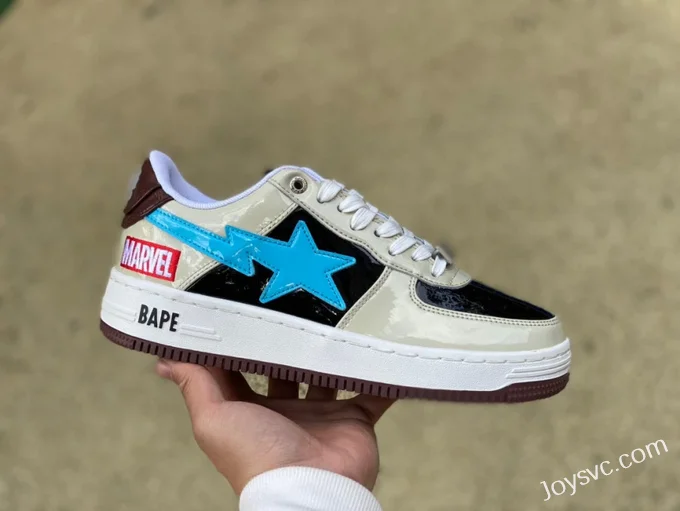 Marvel x BAPE STA SK8 Low-Top Shoes in Brown Blue and Black