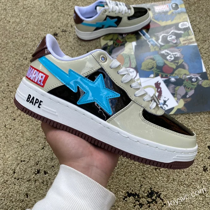 Marvel x BAPE STA SK8 Low-Top Shoes in Brown Blue and Black