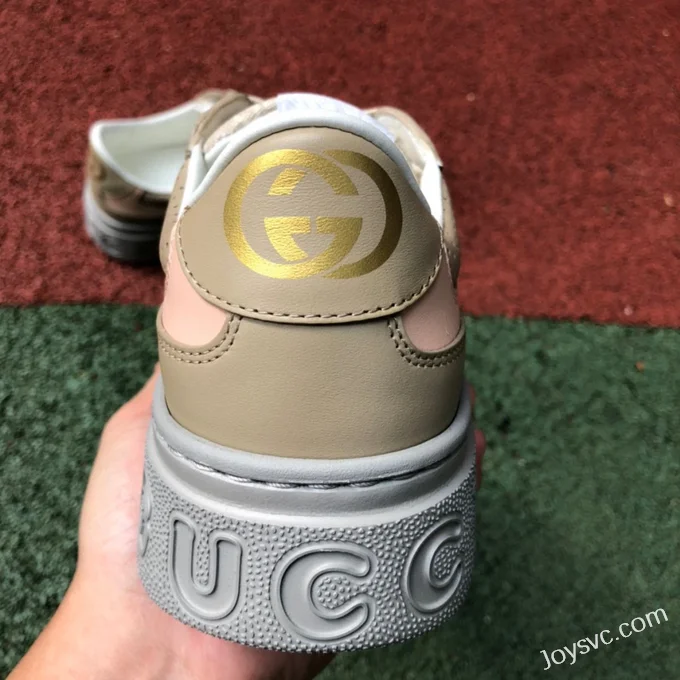 GUCCI Low-Top Canvas Platform Sneakers in Grey & Light Brown