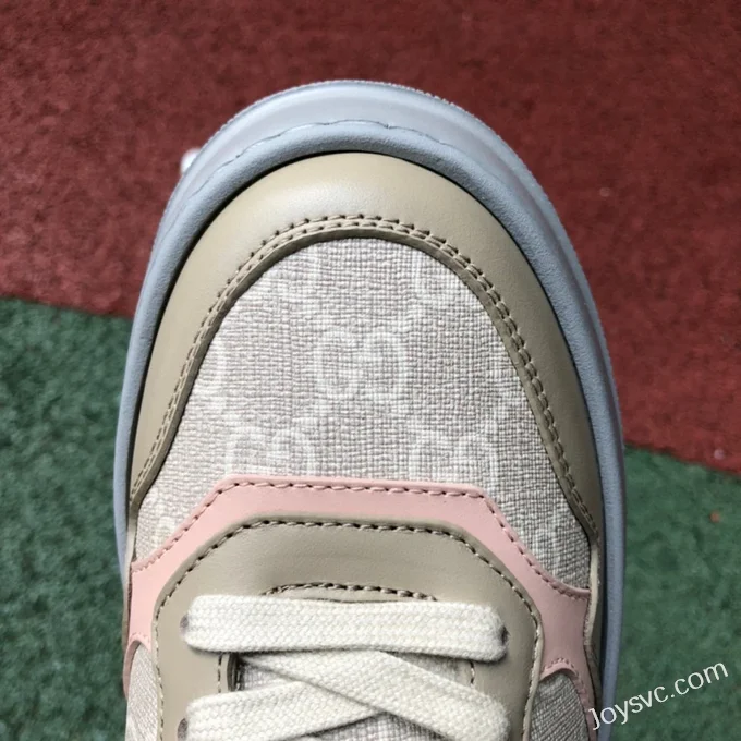 GUCCI Low-Top Canvas Platform Sneakers in Grey & Light Brown