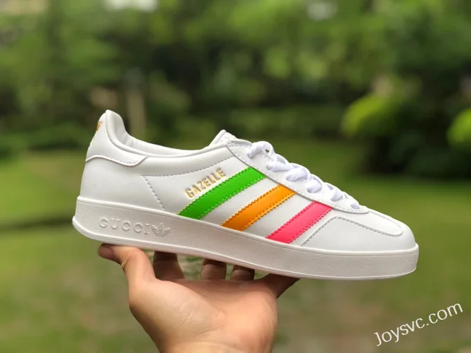 GUCCI x Adidas Originals Gazelle Low-Top Sneakers in White & Black