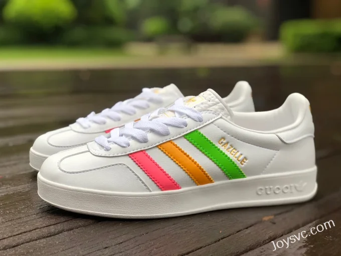 GUCCI x Adidas Originals Gazelle Low-Top Sneakers in White & Black