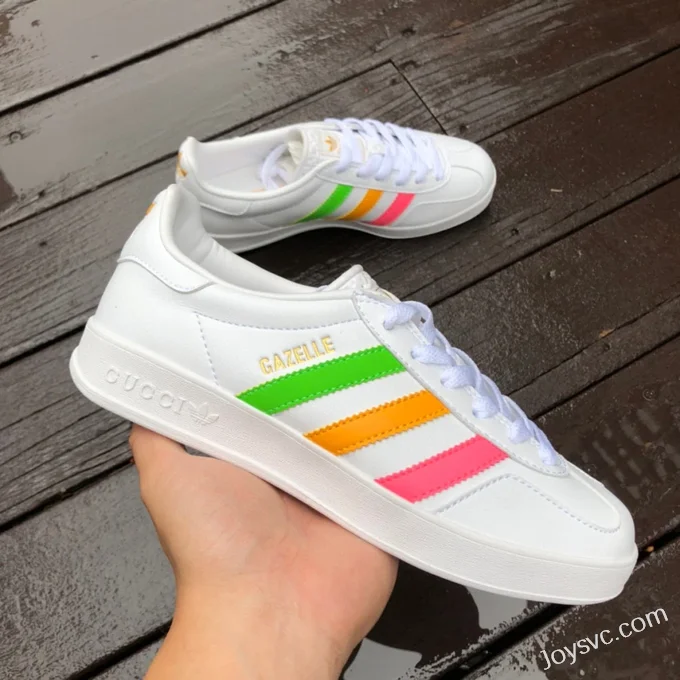 GUCCI x Adidas Originals Gazelle Low-Top Sneakers in White & Black