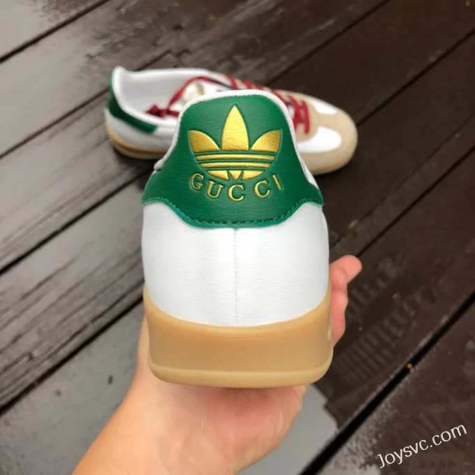 GUCCI x Adidas Originals Gazelle Low-Top Sneakers in White & Brown