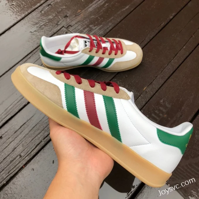 GUCCI x Adidas Originals Gazelle Low-Top Sneakers in White & Brown