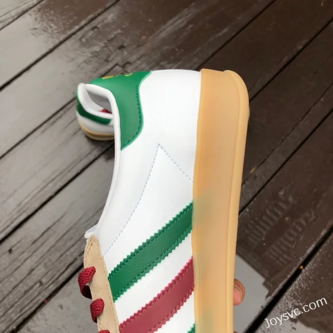 GUCCI x Adidas Originals Gazelle Low-Top Sneakers in White & Brown