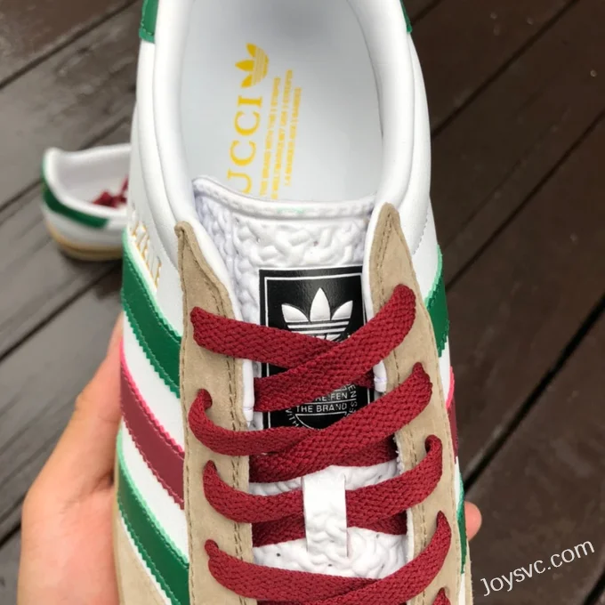 GUCCI x Adidas Originals Gazelle Low-Top Sneakers in White & Brown