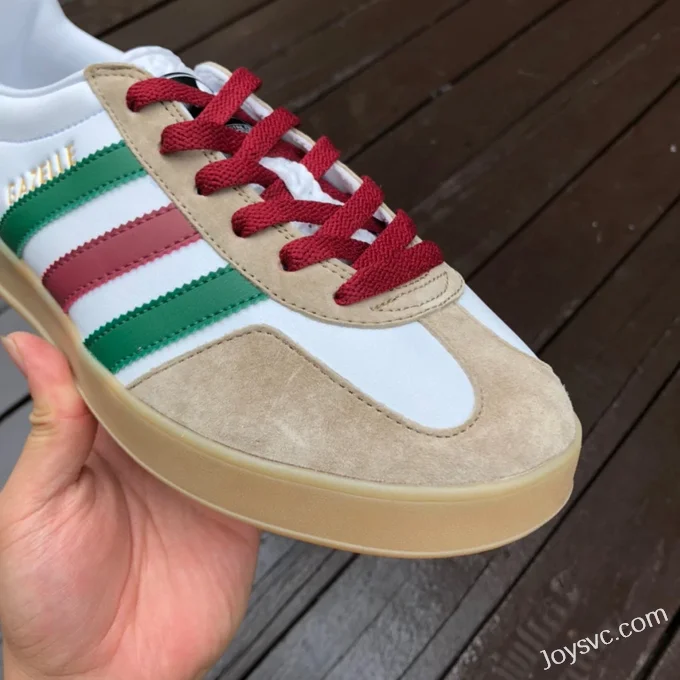 GUCCI x Adidas Originals Gazelle Low-Top Sneakers in White & Brown