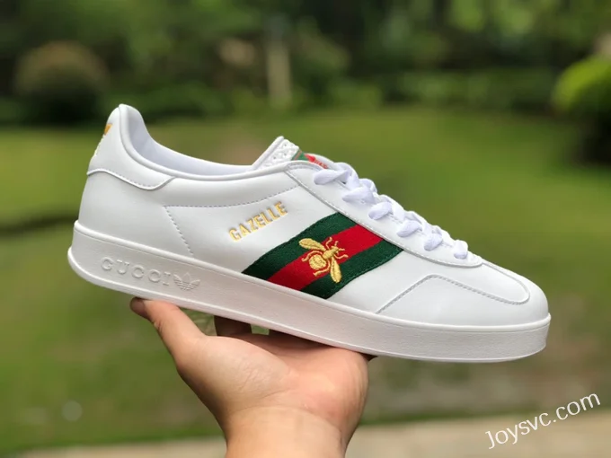 GUCCI x Adidas Originals Gazelle Low-Top Sneakers in White & Black