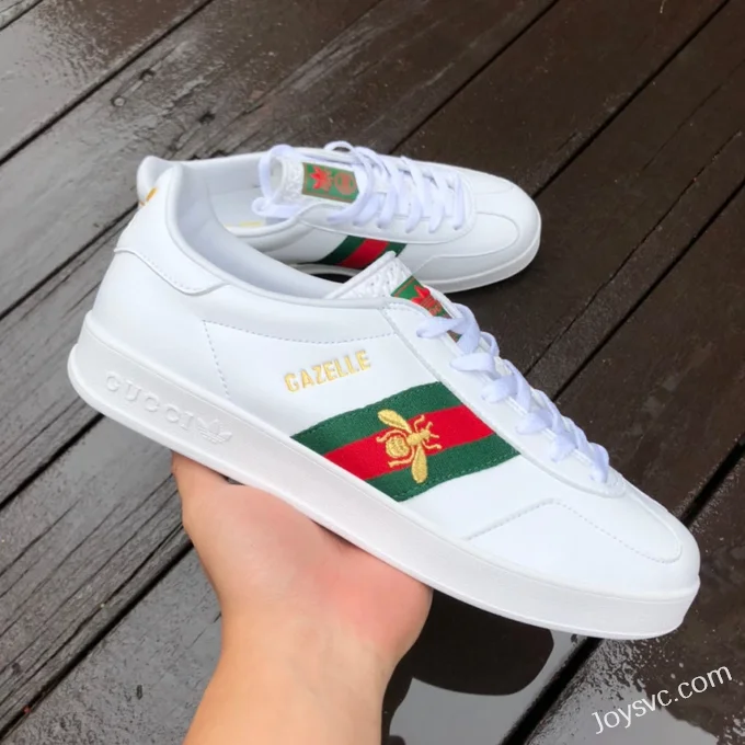 GUCCI x Adidas Originals Gazelle Low-Top Sneakers in White & Black