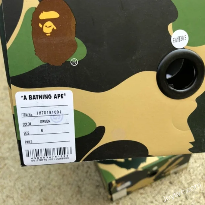 BAPE STA SK8 Low-Top Shoes in White and Green with Patent Leather