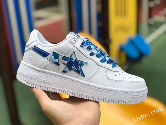 BAPE STA SK8 Low-Top Shoes in White and Blue