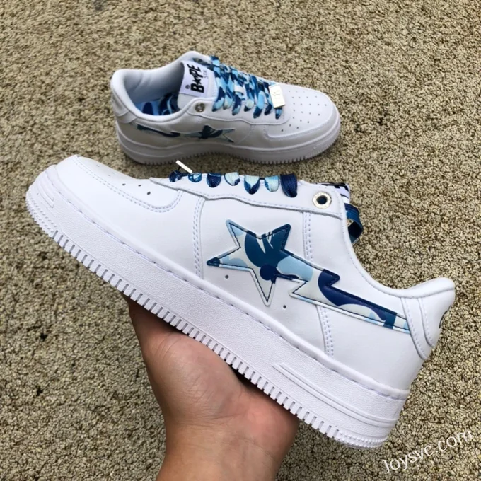 BAPE STA SK8 Low-Top Shoes in White and Blue