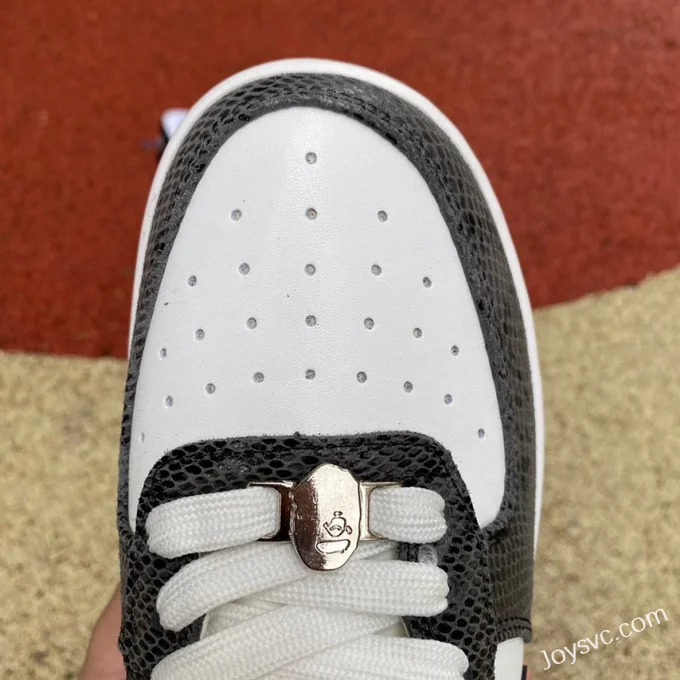 BAPE STA SK8 Low-Top Shoes in Black and White with Snake Print