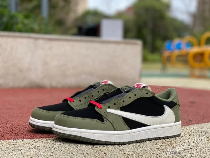 Travis Scott x Air Jordan 1 Low CQ4277-008 Black Green Reverse Swoosh