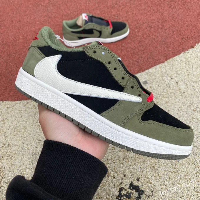 Travis Scott x Air Jordan 1 Low CQ4277-008 Black Green Reverse Swoosh