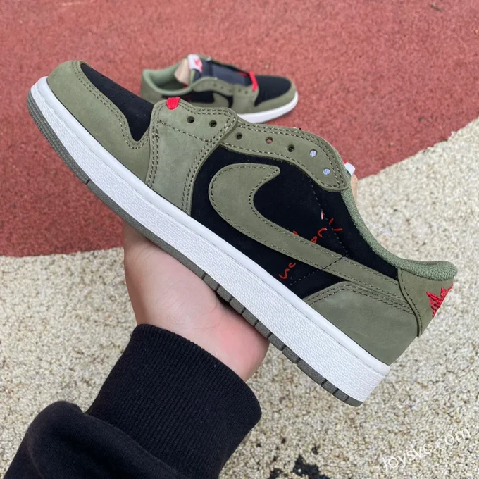 Travis Scott x Air Jordan 1 Low CQ4277-008 Black Green Reverse Swoosh