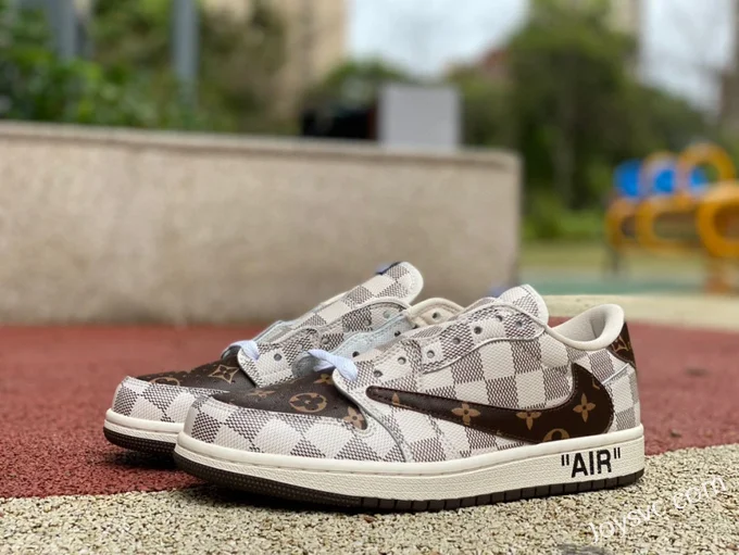 Travis Scott x Louis Vuitton x Air Jordan 1 Low White Brown Retro