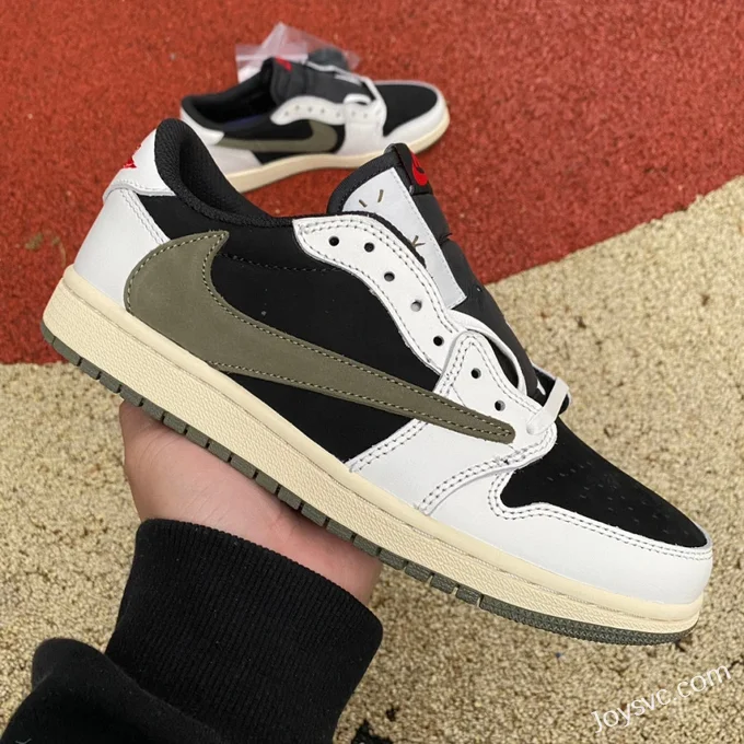 Travis Scott x Air Jordan 1 Low DZ4137-106 Olive Green Top Grain Leather