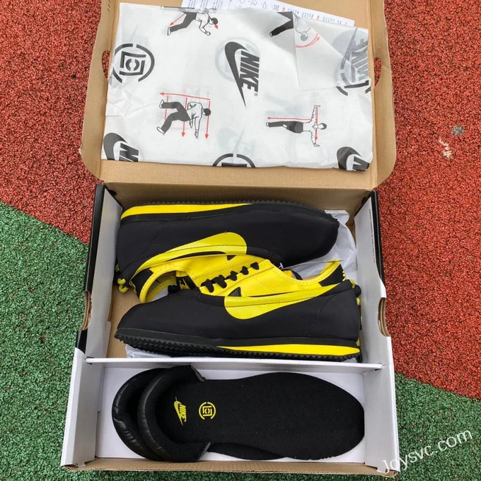 Nike Cortez Clot x Bruce Lee Black Yellow Retro Sneakers DZ3239-001