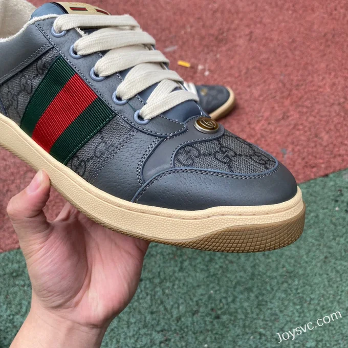 GUCCI Screener Low-Top Lace-Up Fashion Sneakers for Women in Charcoal Grey