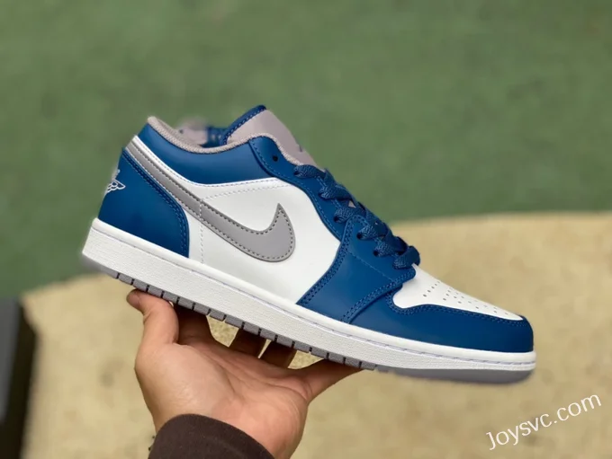 Air Jordan 1 Low 553558-412 White Grey Blue Retro