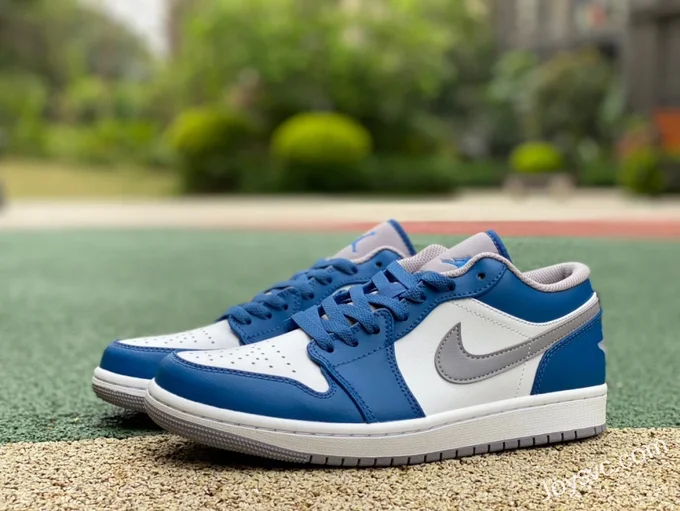 Air Jordan 1 Low 553558-412 White Grey Blue Retro