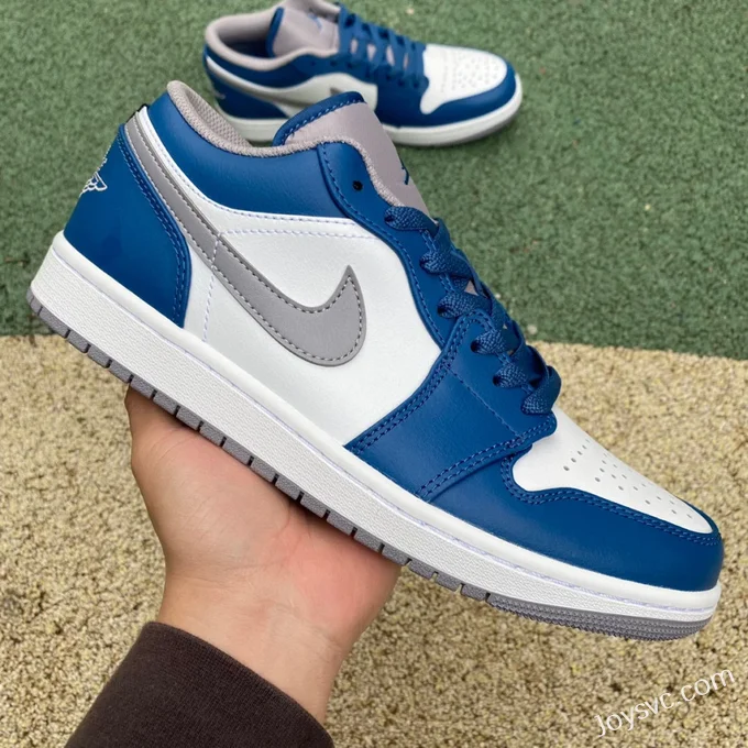 Air Jordan 1 Low 553558-412 White Grey Blue Retro