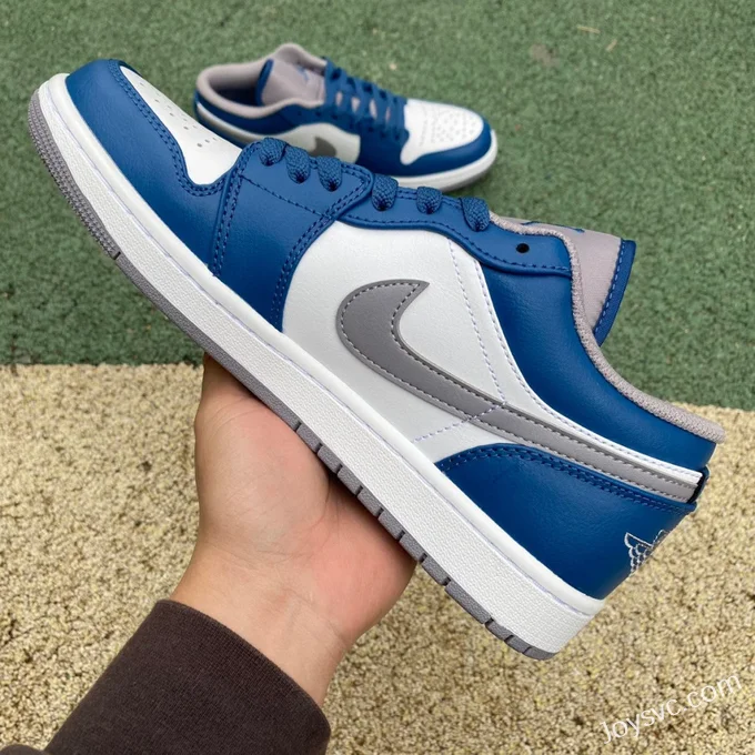 Air Jordan 1 Low 553558-412 White Grey Blue Retro