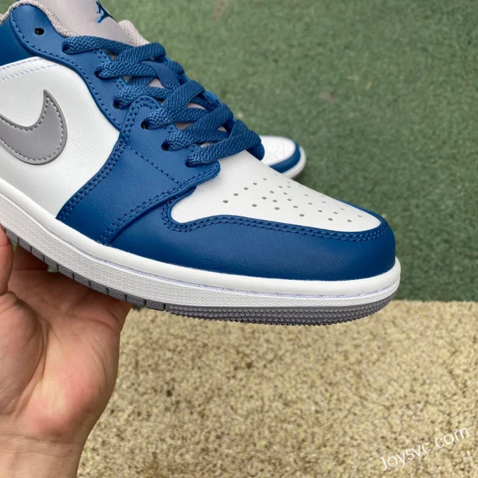 Air Jordan 1 Low 553558-412 White Grey Blue Retro