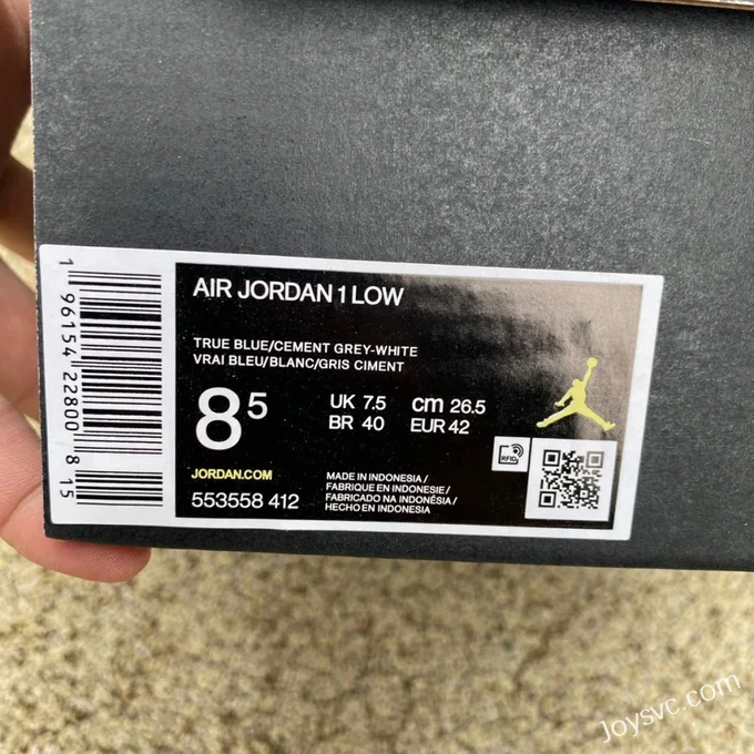 Air Jordan 1 Low 553558-412 White Grey Blue Retro