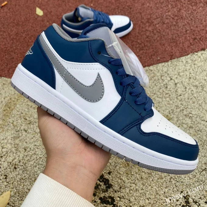 Air Jordan 1 Low 553558-412 White Grey Blue Retro