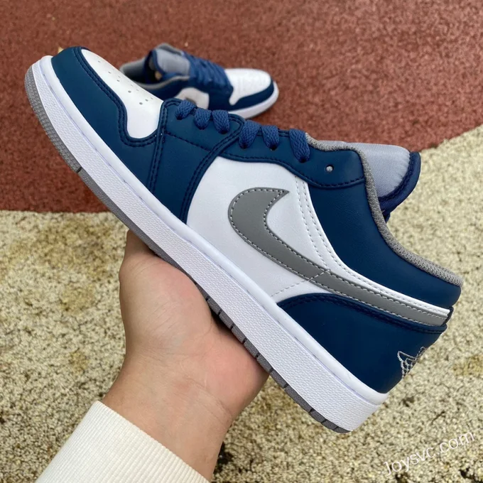 Air Jordan 1 Low 553558-412 White Grey Blue Retro