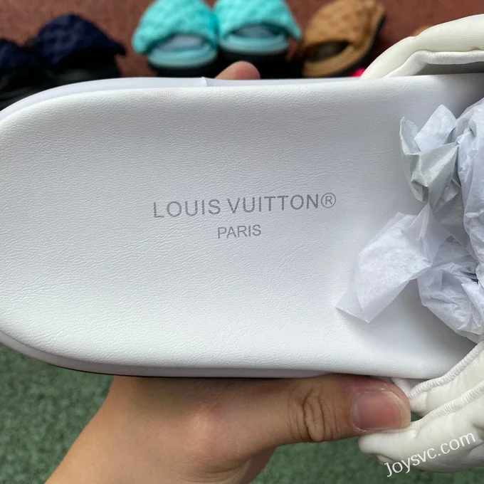 Louis Vuitton Pool Pillow Comfort White Velcro Slides